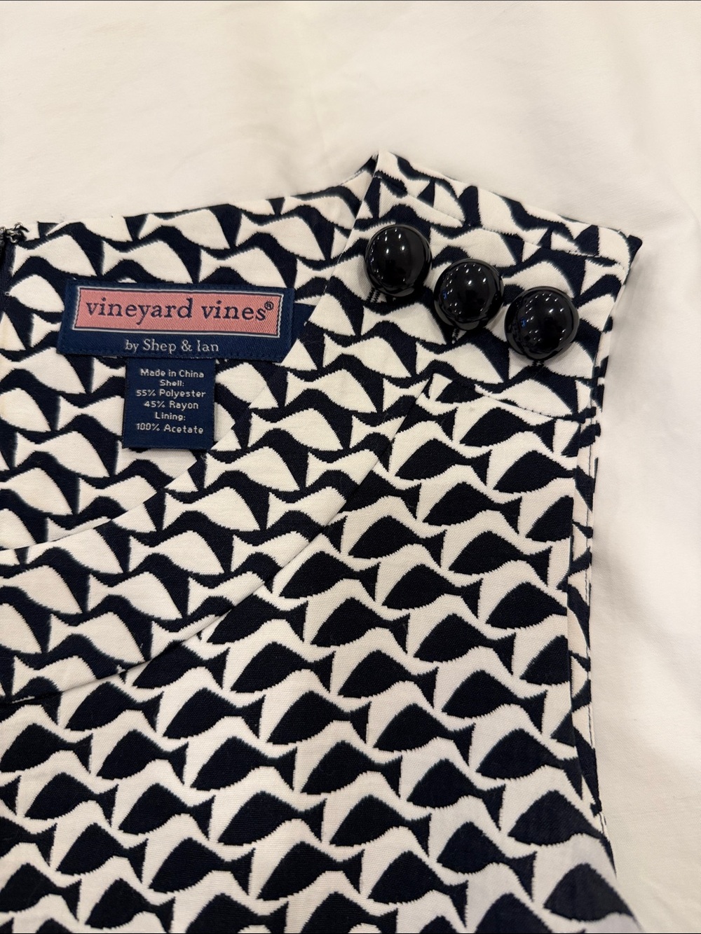 Vineyard Vines Navy & White Sleeveless Sheath Dress - Picture 3 of 5